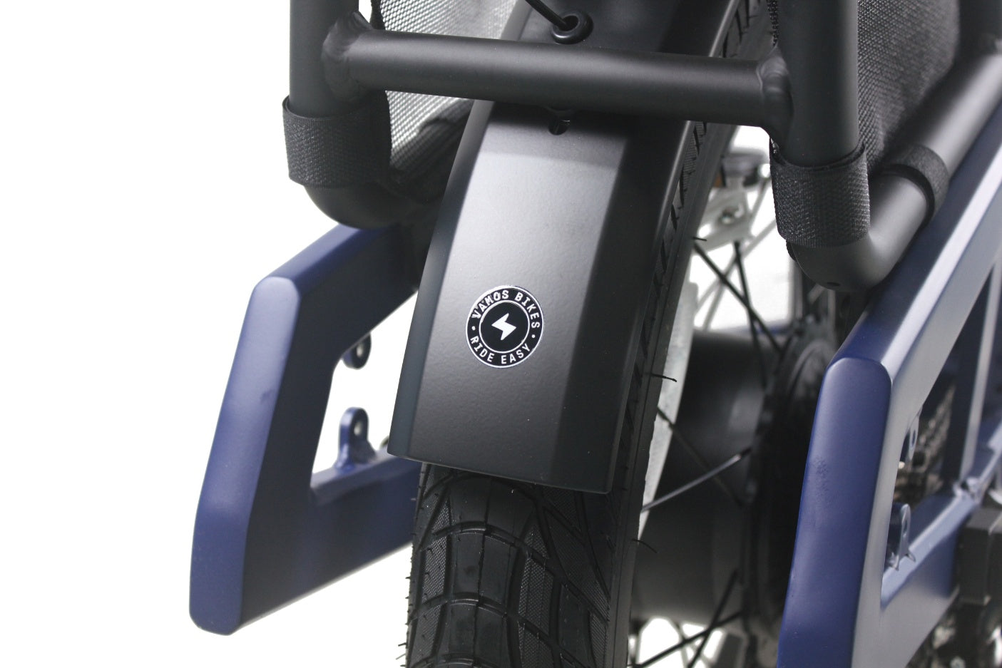 Close-up of a electric bike with a visible brand logo