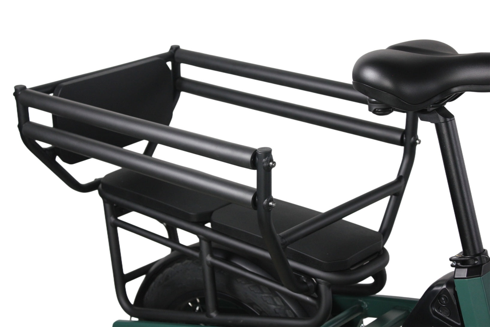 Black bicycle cargo rack