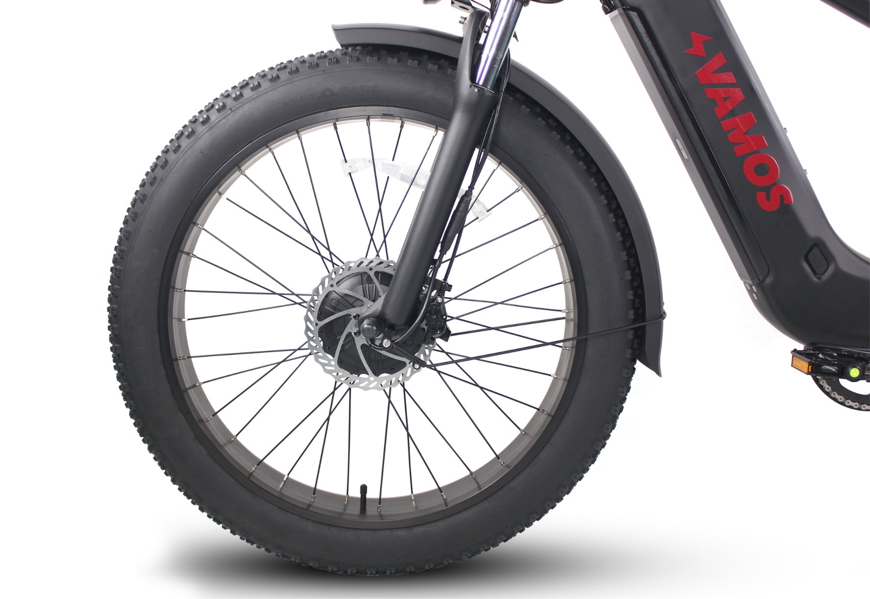 Front and rear Titans hydraulic disc brakes on Vamos bike image.