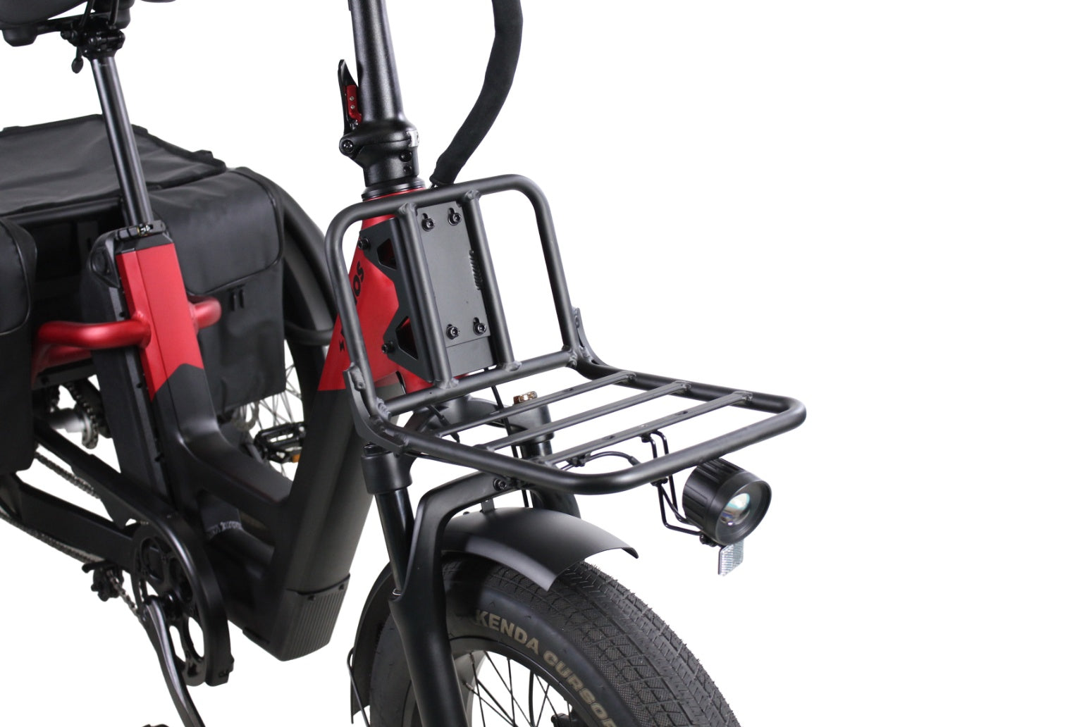 Black electric bike with a rear storage rack 